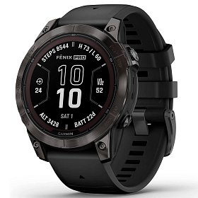 Спортивные часы GARMIN Fenix 7 Pro Sapphire Solar Carbon Gray DLC Titanium with Black Silicone