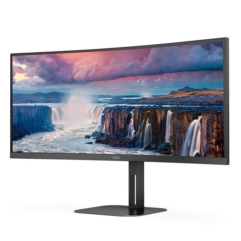 Монитор 34" AOC CU34V5C/BK, WQHD, VA, 100Гц, 1 мс, изогнутый, HDMI, DP, USB-C, USB-hub, колонки, черный