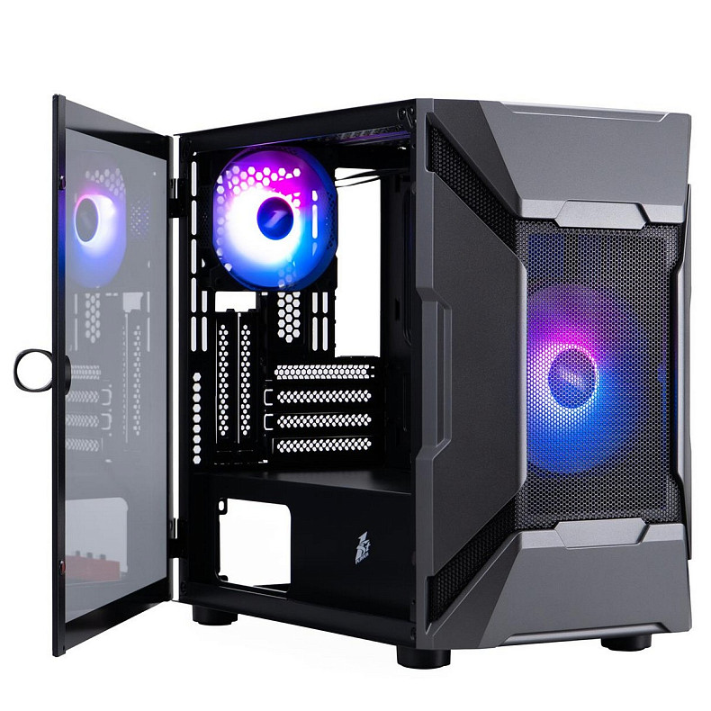 Корпус 1stPlayer D3-A-BK-1F7-14-1F7 Black без БП