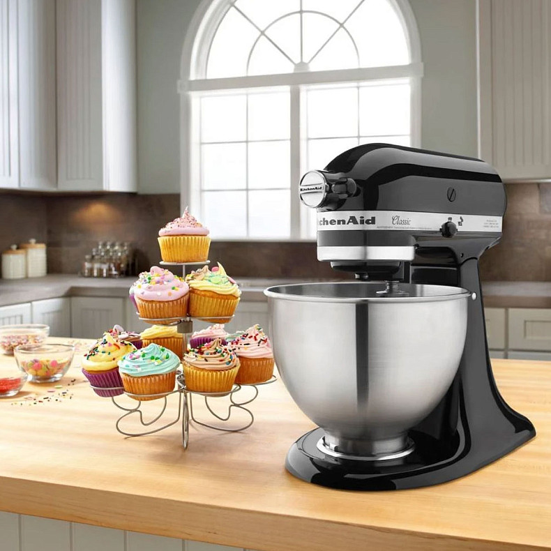 Кухонный комбайн KitchenAid CLASSIC 4,3 л 5K45SSEOB с откидным блоком черный