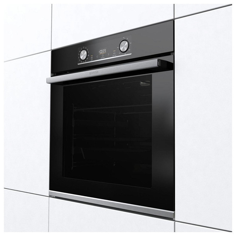 Духова шафа Gorenje електрична, 77л, A+, дисплей, IconLed, пара, макс.темпер.-300, чорний