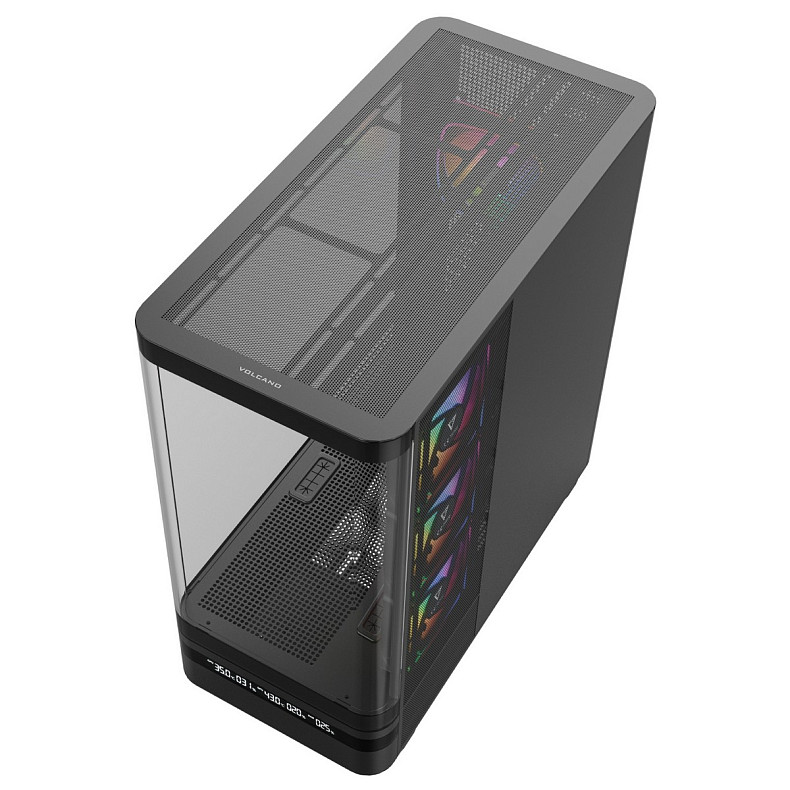 Корпус Modecom VOLCANO AQ200 ARGB MIDI FRONT LCD, 4x120mm fans BLACK без БЖ ATX