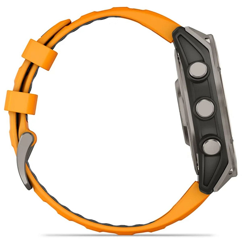 Спортивные часы GARMIN Fenix 8 47mm AMOLED Sapphire Graphite DLC Titanium with Spark Orange Silicone Band