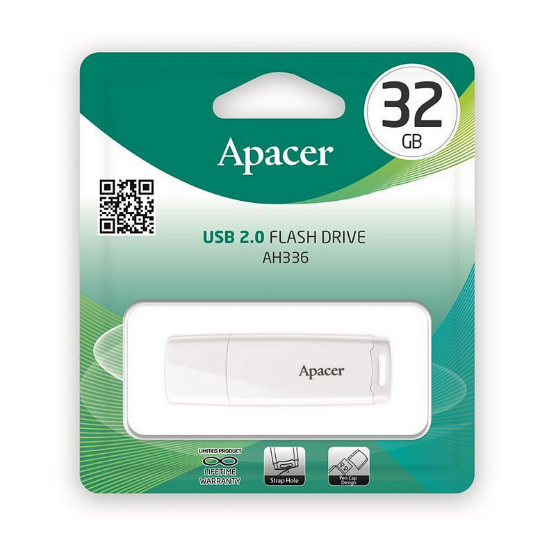 Флешка Apacer 32 GB AH336 USB 2.0 White (AP32GAH336W-1)