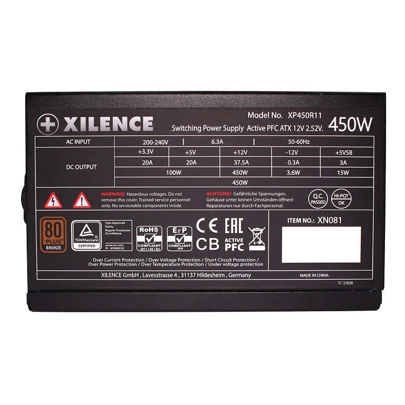 БЖ 450W Xilence XP450R11 Performance A+ III, 120mm, 80+ BRONZE, Retail Box