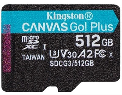 Карта памяти MicroSDXC 512GB UHS-I/U3 Class 10 Kingston Canvas Go! Plus R170/W90MB/s (SDCG3/512GBSP)