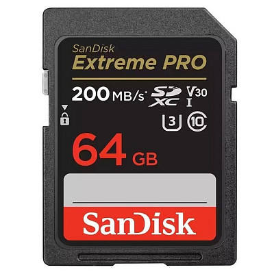 Карта памяти SanDisk SD 64GB C10 UHS-I U3 R200/W90MB/s Extreme Pro V30
