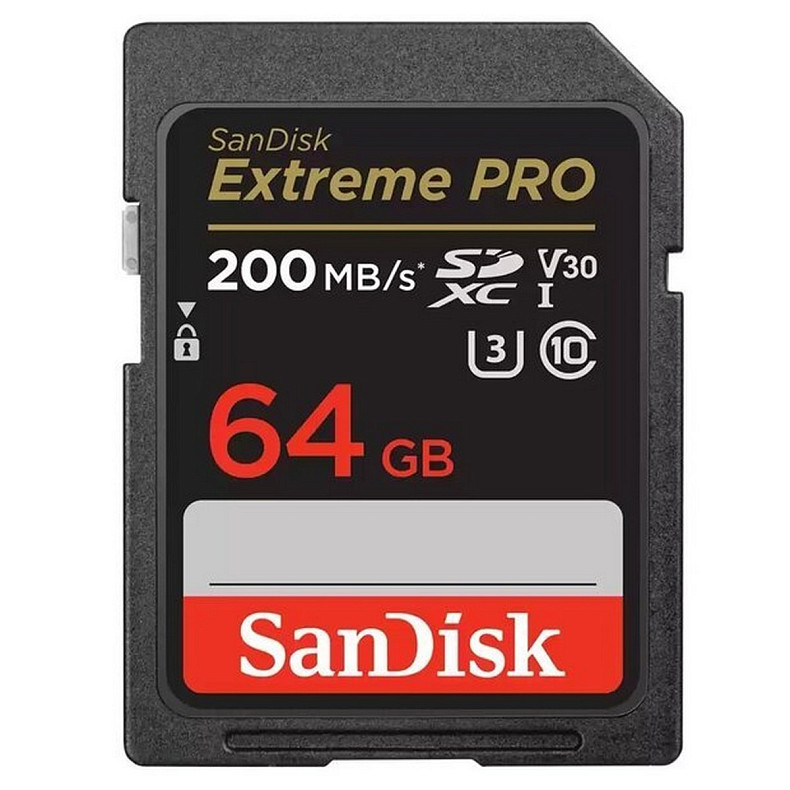 Карта пам'яті SanDisk SD   64GB C10 UHS-I U3 R200/W90MB/s Extreme Pro V30