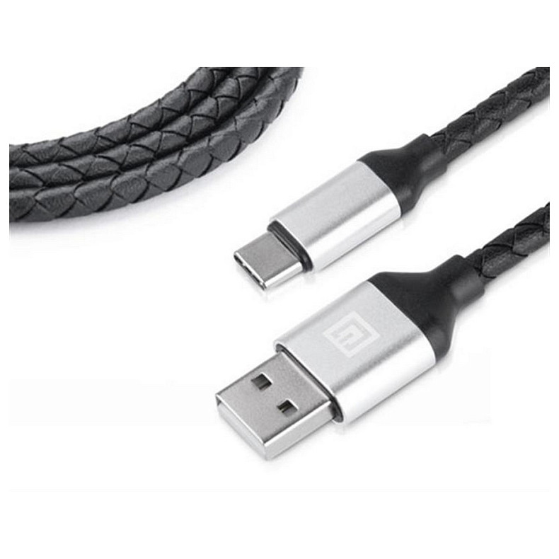 Кабель REAL-EL Premium Leather USB-USB Type C 1m, Black (EL123500049)