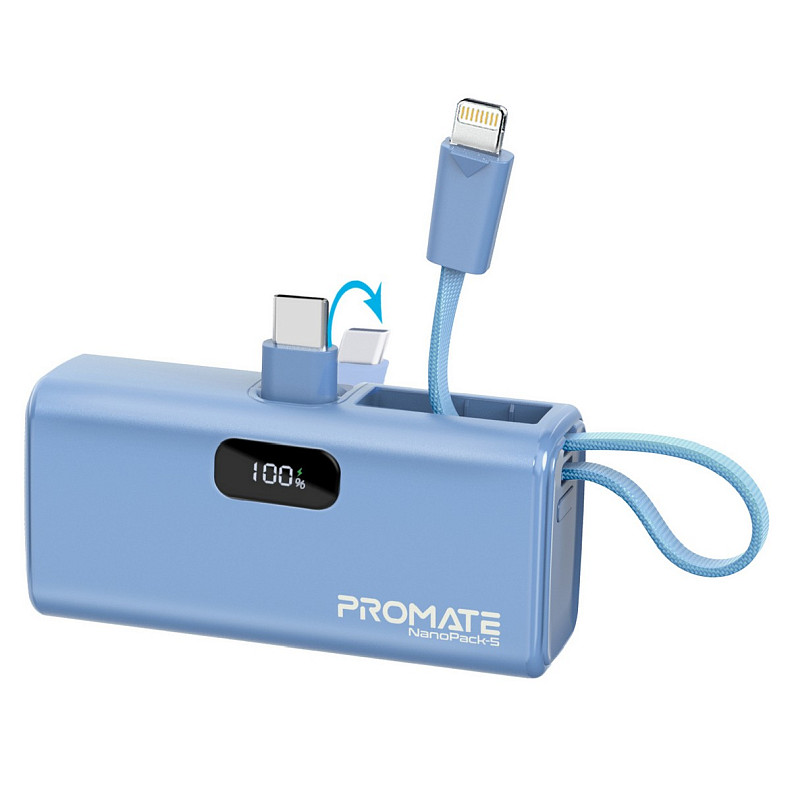 Универсальная мобильная батарея Promate Nanopack-5 5000mAh 20W Blue (nanopack-5.navy)