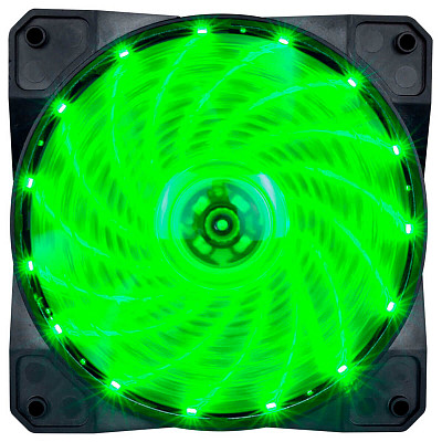 Вентилятор 1stPlayer A1-15LED Green bulk; 120х120х25мм, 4-pin