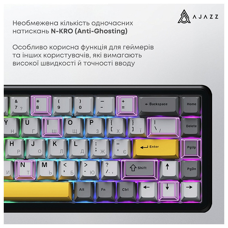 Клавіатура Ajazz AK680 MAX Magnetic Switch RGB USB Black (AK680-M-BGY-AW)