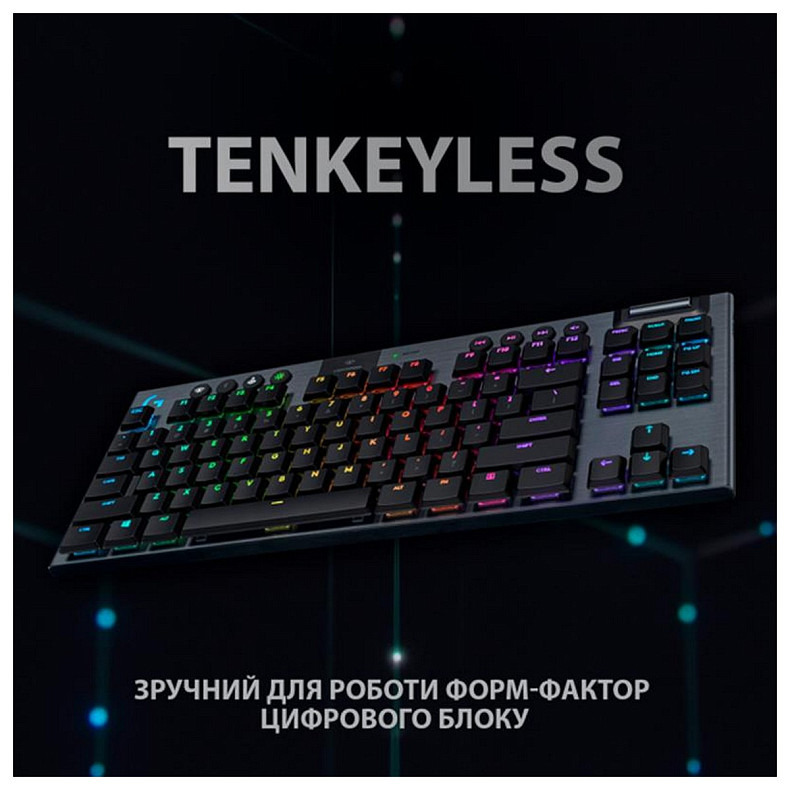 Клавиатура беспроводная Logitech G915 TKL Lightspeed Wireless RGB Mechanical Carbon Clicky Switch (920-009537)