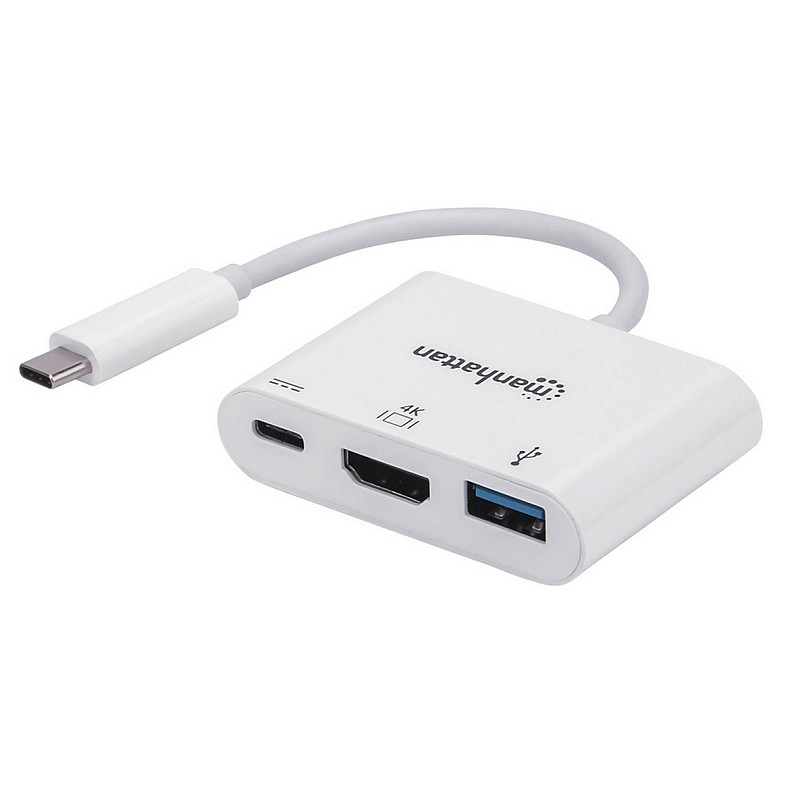 Док-станция USB3.1 Type-C --> HDMI/USB 3.0/PD 60W 4-in-1 White Manhattan