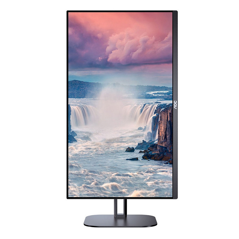 TFT 27" AOC Q27V5C/BK, QHD, IPS, 75Гц, 1 мс, HDMI, DP, USB-C, USB-hub, HAS, Pivot, колонки, чорний