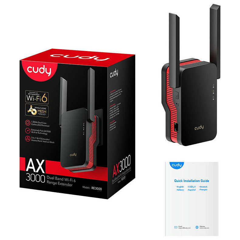 Підсилювач Wi-Fi сигналу Cudy RE3000 AX3000 WiFi 6 Mesh Repeater