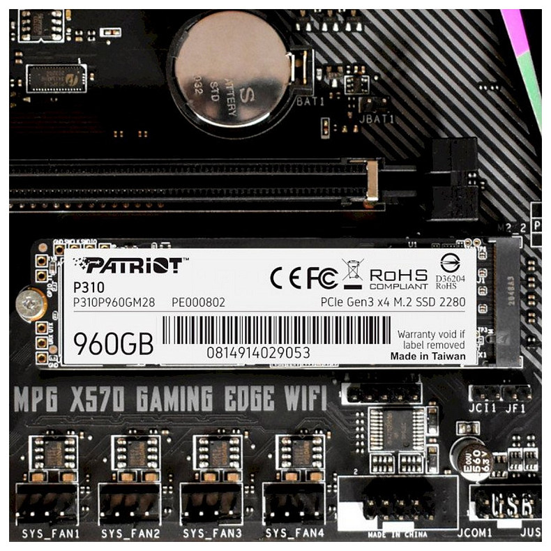 SSD диск Patriot P310 M.2 2280 PCIe NVMe 3.0 x4 TLC (P310P960GM28) 960GB