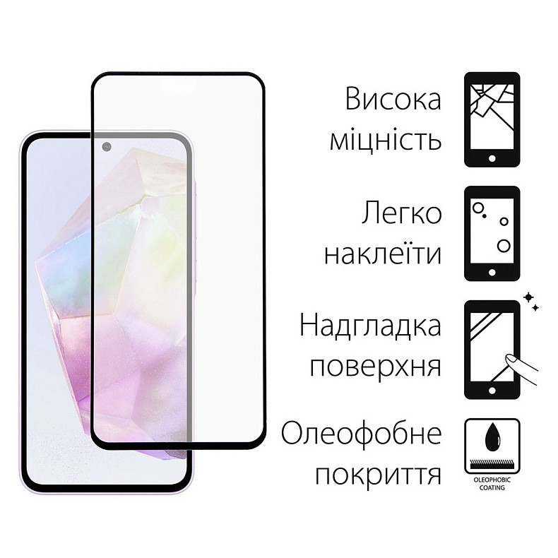 Защитное стекло Dengos для Samsung Galaxy A35 5G SM-A356 Black Full Glue (DG-TG2P-13) 2шт