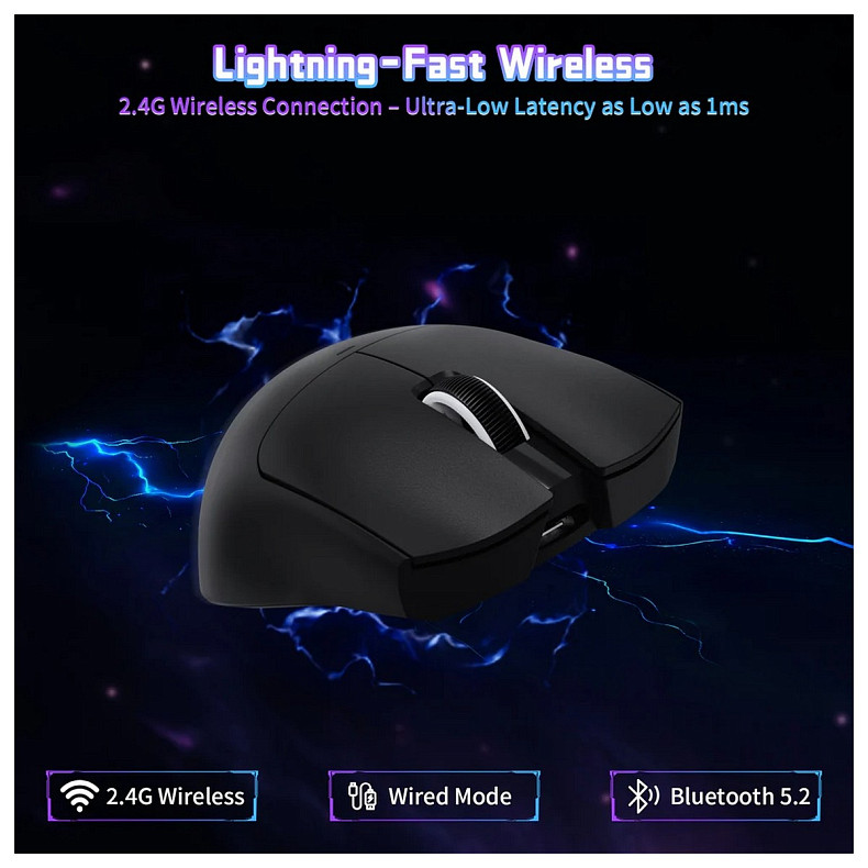 Мышка Attack Shark X11SE, Wireless//Bluetooth, 22000dpi. (PAW3311), 6кн., Black