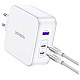 Зарядний пристрій 3xUSB 140W GaN (2хUSB-C+USB-A) CD289 with C to C Cable 1.5 м White Ugreen