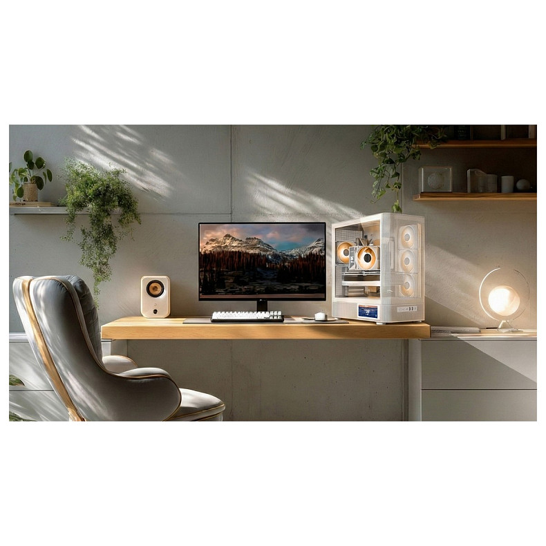 Корпус Modecom VOLCANO AQ400 ARGB MIDI SIDE LCD 6,2”, 4x120mm fans WHITE без БЖ ATX