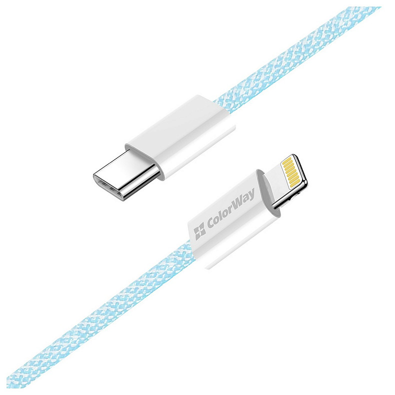 Кабель ColorWay Lightning + Type-C USB (M/M), 3.0 А, 1 м, Blue (CW-CBPDCL061-BL)