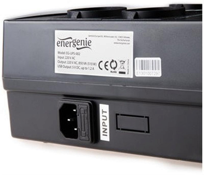 ДБЖ EnerGenie EG-UPS-002 850VA, Line Int., AVR, 4xSchuko, USB