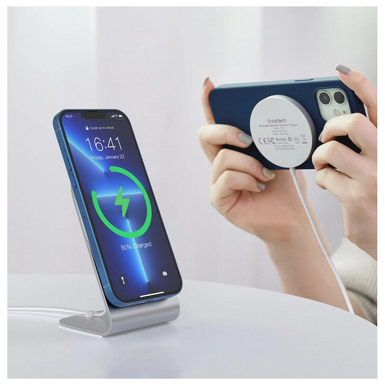 Бездротовий зарядний пристрій Choetech T518-F 15W + підставка-тримач