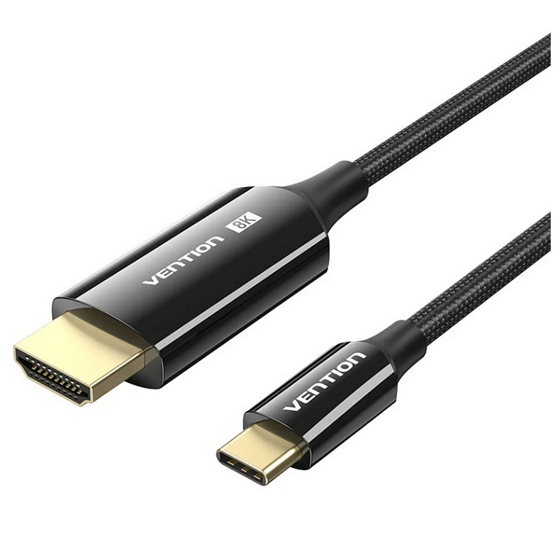 Кабель USB 3.1 Type-C M - HDMI M, 1.8m 8K 60 Гц Zinc Alloy TPE Black Vention