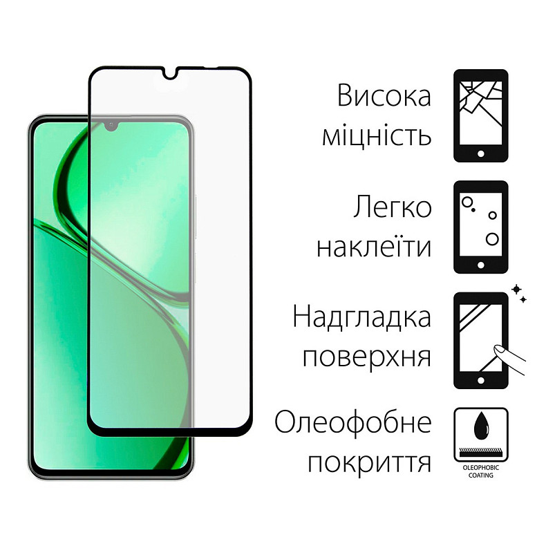 Захисне скло Dengos для Realme C63 Black Full Glue (TGFG-370)