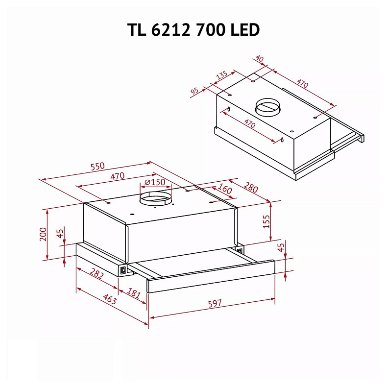 Вытяжка Perfelli TL 6212 BL 700 LED