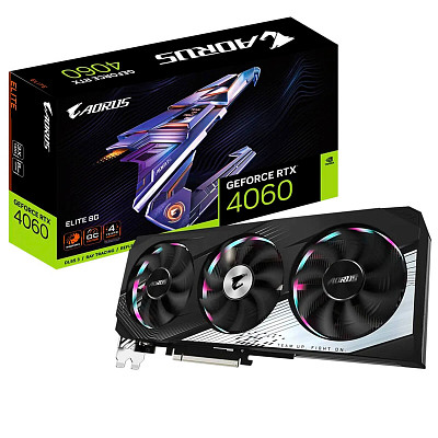 Видеокарта GeForce RTX 4060 8GB GDDR6 Aorus Elite Gigabyte (GV-N4060AORUS E-8GD)