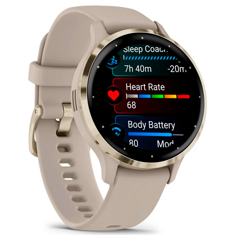 Спортивные часы GARMIN Venu 3s Soft Gold Stainless Steel Bezel with French Gray Case and Silicone Band