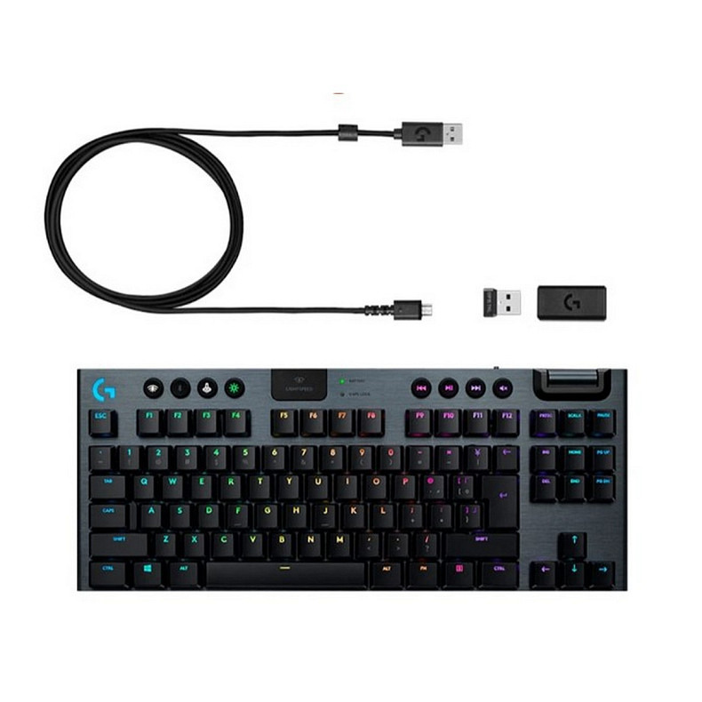 Клавиатура беспроводная Logitech G915 TKL Lightspeed Wireless RGB Mechanical Carbon Clicky Switch (920-009537)