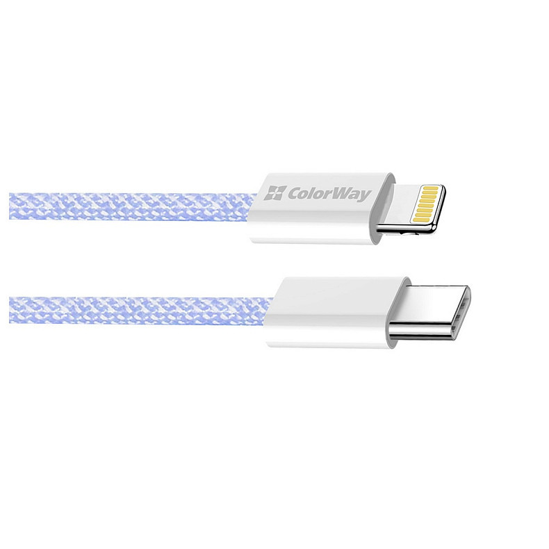 Кабель ColorWay Lightning + Type-C USB (M/M), 3.0 А, 1 м, Purple (CW-CBPDCL061-PU)