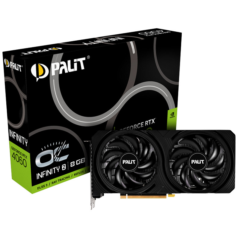 Видеокарта GF RTX 4060 8GB GDDR6 Infinity 2 OC Palit (NE64060S19P1-1070L)