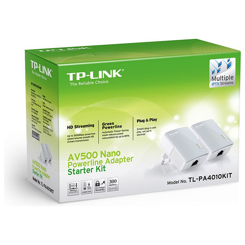 Адаптер Powerline TP-LINK TL-PA4010KIT 2PK AV600 1xFE