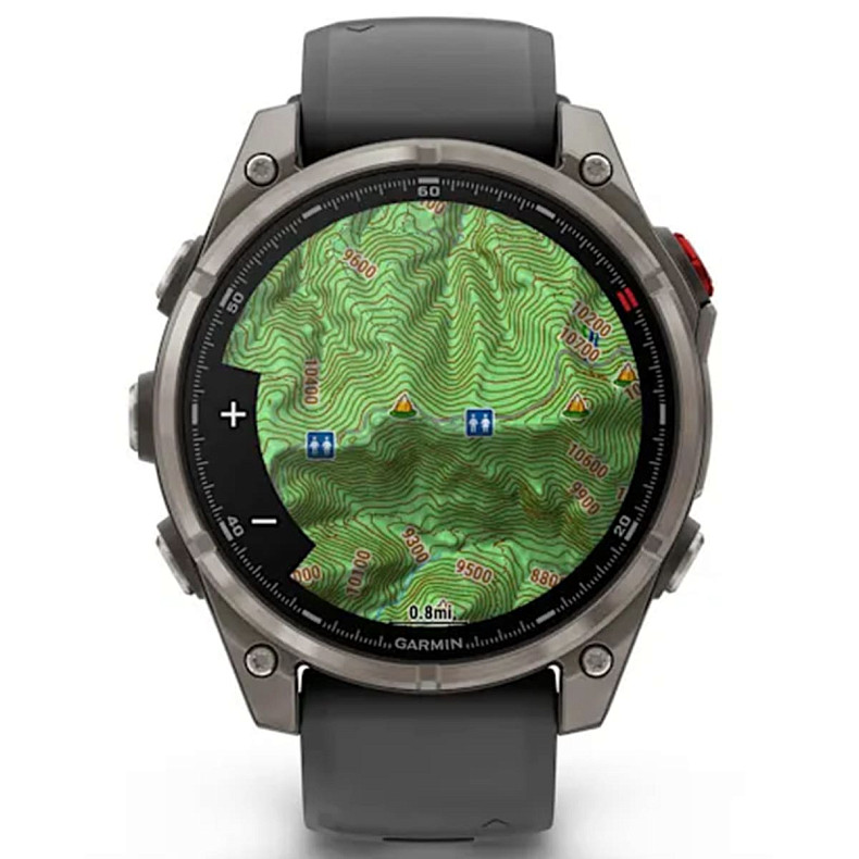 Спортивний годинник GARMIN Fenix ??8 Pro 47 mm AMOLED Sapphire Titanium with Graphite/Black Silicone Band (010-03198-10)