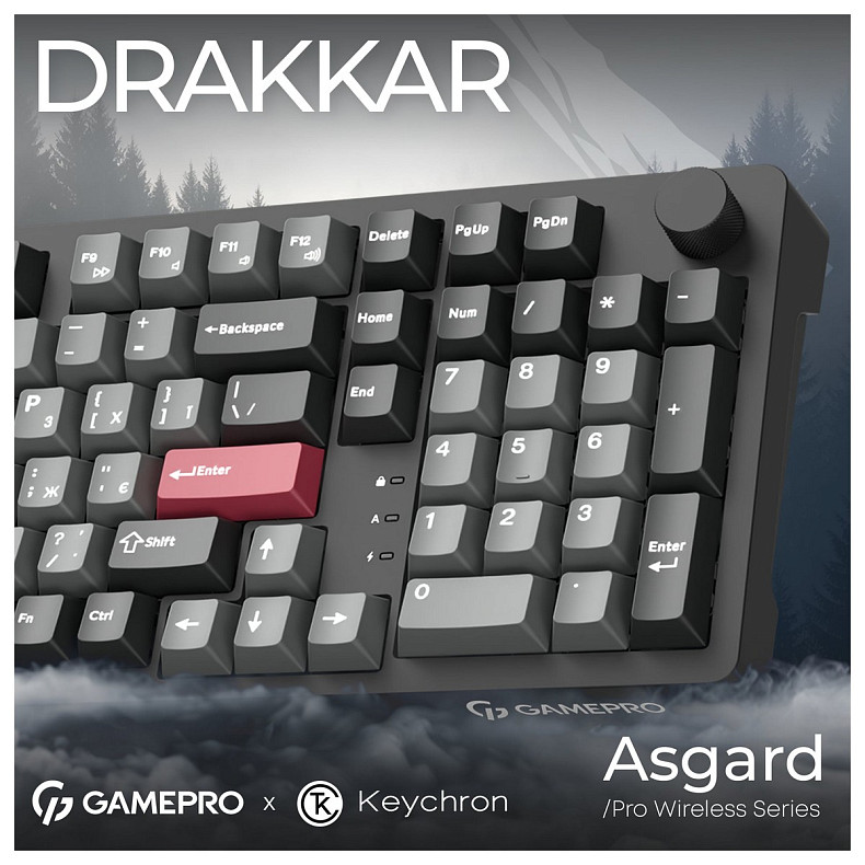 Клавиатура GamePro Asgard Drakkar Keychron Super Red Switch Black (MK305BK)