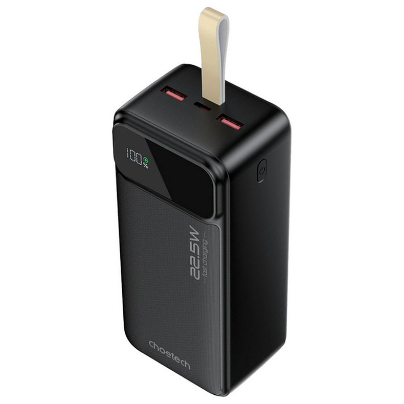 УМБ Choetech 40000mAh, 22,5W PD QC3.0, USB-C In/out, 2xUSB-A Li-pol черная