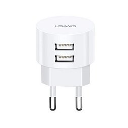 Сетевое зарядное устройство Usams T20 (2USB, 2.1А) White (CC80TC01)
