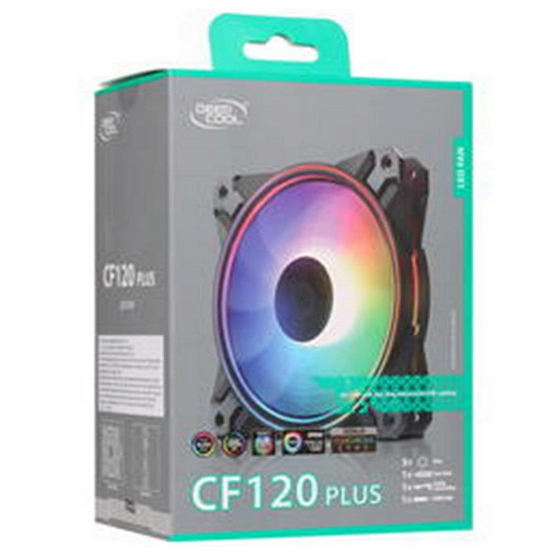 Вентилятор DeepCool CF120 Plus 3 IN 1, 120x120x26.5мм, 4-pin, чорний з білим