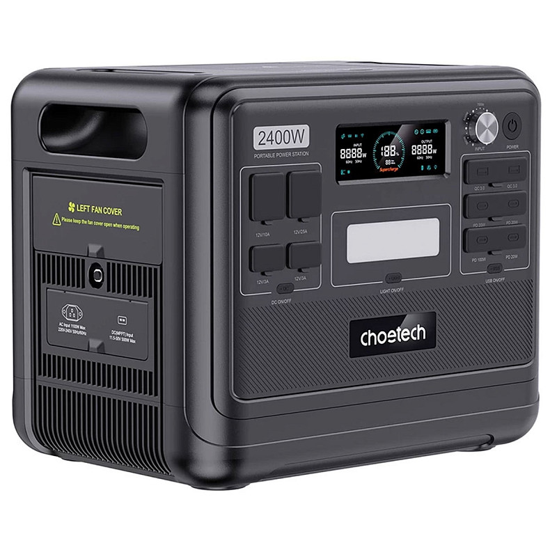 Зарядна станція Choetech BS008 2400Вт (2000Вт/г) AC,LiFePo4,MPPT, UPS, USB-C PD100 Вт