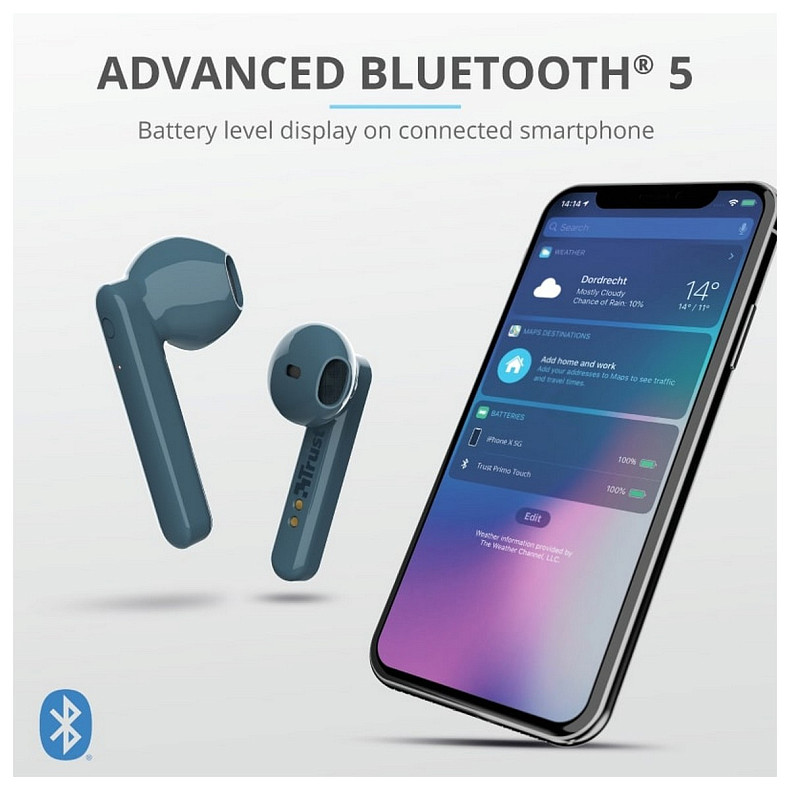 Наушники Trust Primo Touch True Wireless Mic Blue