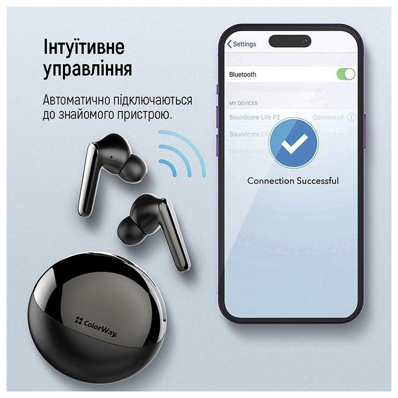 Наушники СolorWay TWS-3 Earbuds Black (CW-TWS3BK)