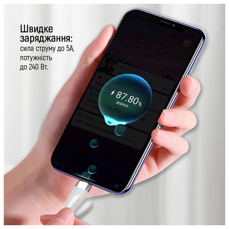 Кабель ColorWay USB Type-C + USB Type-C (M/M), 5.0 А, 1 м, White (CW-CBPDCC065-WT)