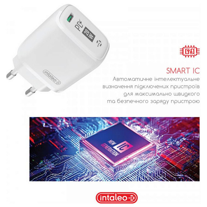 Мережевий зарядний пристрій Intaleo TCGQPD120T (1USBx3A) White (1283126509988) + кабель USB Type C