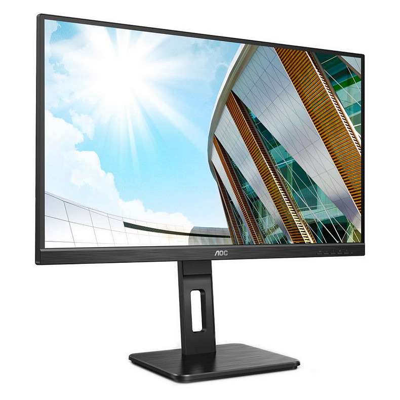 TFT 27" AOC U27P2CA, IPS 4K UHD, 4ms, HDMIx2, DP, USB hub, USB-C, HAS, Pivot, колонки, черный