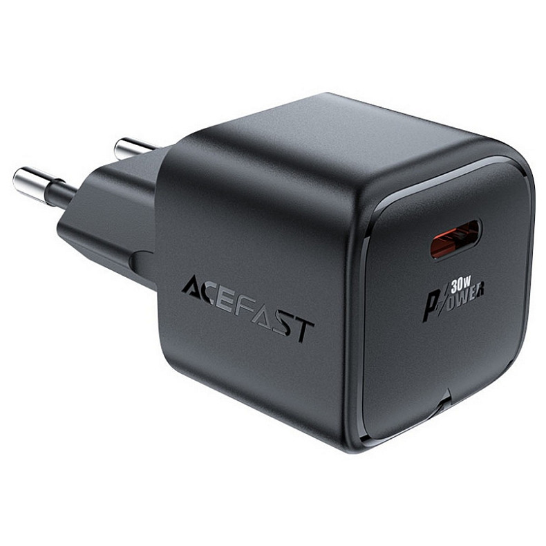 Зарядний пристрій USB-C 30W Gan A77 mini Fast Charger Black Acefast