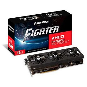 Відеокарта AMD Radeon RX 7700 XT 12GB GDDR6 Fighter PowerColor (RX 7700 XT 12G-F/OC)